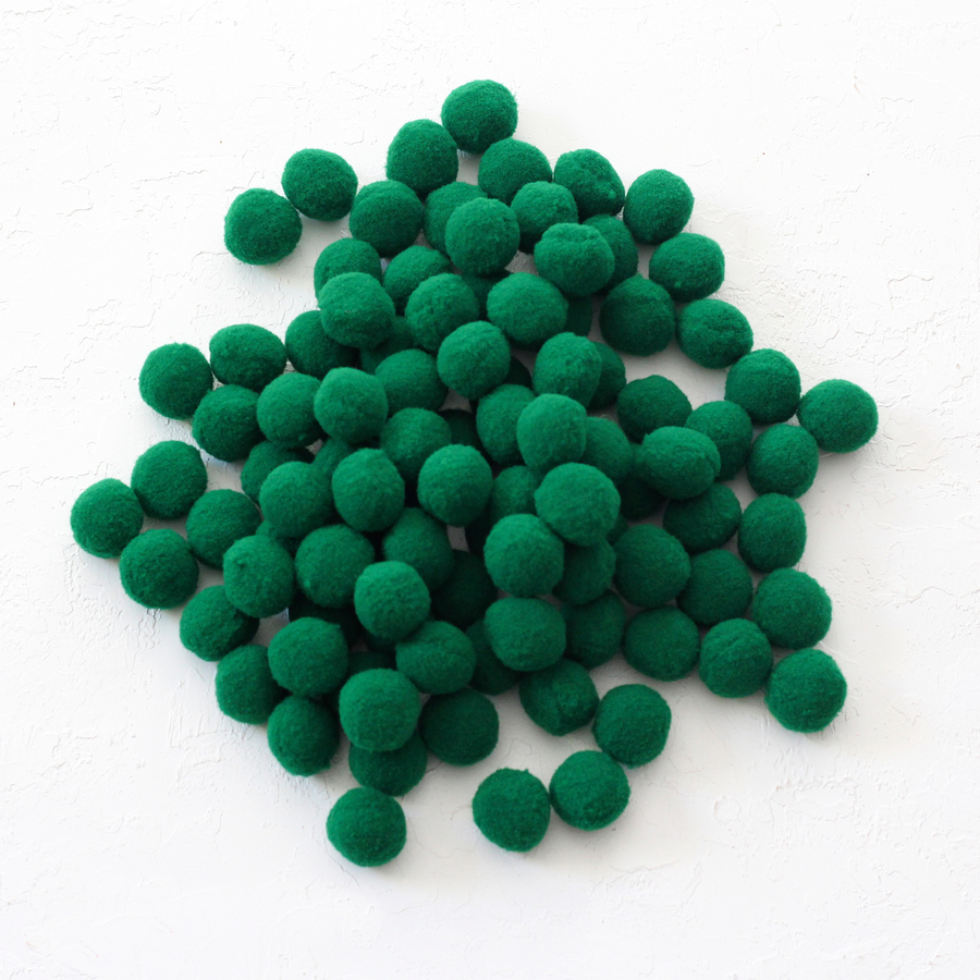 Plush pompom, 2.2 cm / 100 pcs / Dark Green - 1