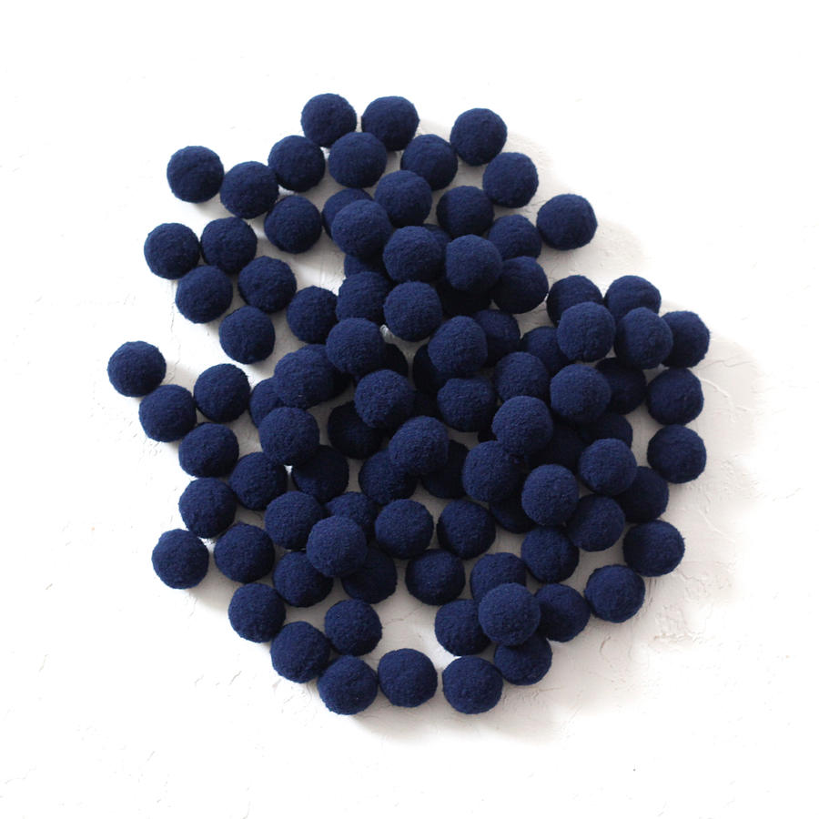 Plush pompom, 2.2 cm / 100 pcs / Navy blue - 1