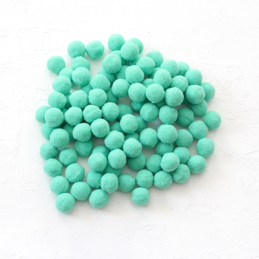 Plush pompom, 2.2 cm / 100 pcs / Mint Green - 1