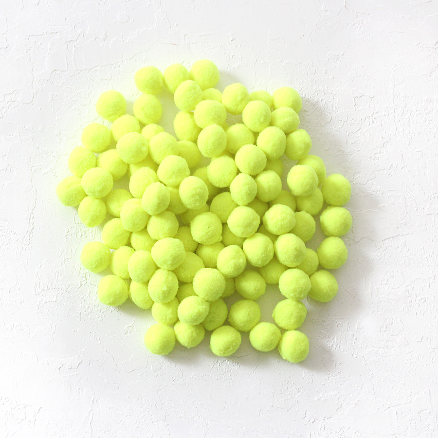 Plush pompom, 2.2 cm / 100 pcs / Neon Yellow - 1