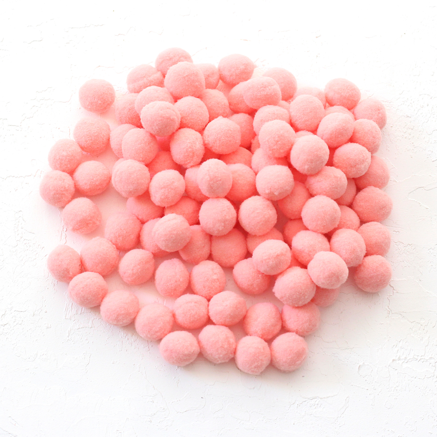 Plush pompom, 2.2 cm / 100 pcs / Peach Color - 1