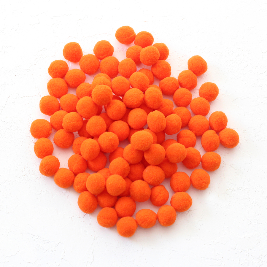 Plush pompom, 2.2 cm / 100 pcs / Orange - 1