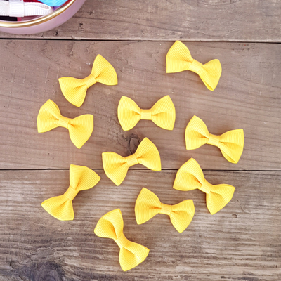 Yellow grosgrain bow, 4 cm / 100 pcs - 1