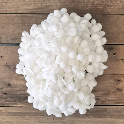 White pompom ribbon, 1.5 cm / Roll (20 metres) - 1