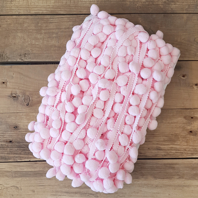 Light pink pompom ribbon, 1.5 cm / 5 metres - 1