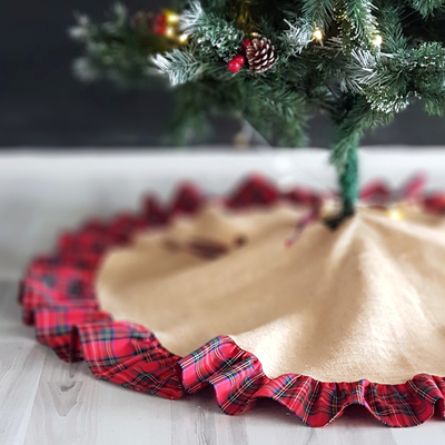 Christmas pine tree cover, woven plaid / 110 cm - 1