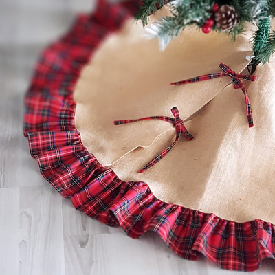 Christmas pine tree cover, woven plaid / 110 cm - 4