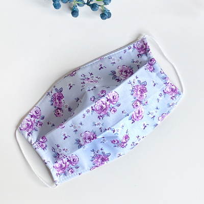 Cotton fabric mask, lilac - 1