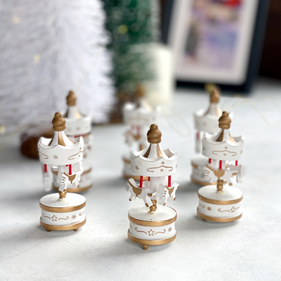 Christmas ornament, carousel, 8.5 cm / White (6 pcs) - 1