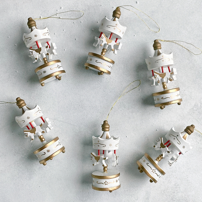 Christmas ornament, carousel, 8.5 cm / White (6 pcs) - 2