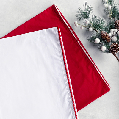 Christmas pillowcase set with pompom, 50x70 cm / red-white - 2