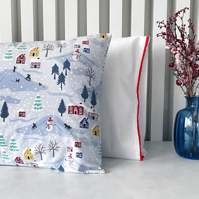 Christmas pillowcase set, snowman, 50x70 cm / blue - 1