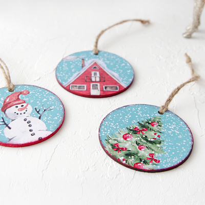 Wooden Christmas decorations, 7 cm / 3 pcs - 2