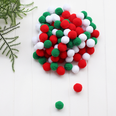 Christmas mixed plush pompom, 1.5 cm / 100 pcs - 1