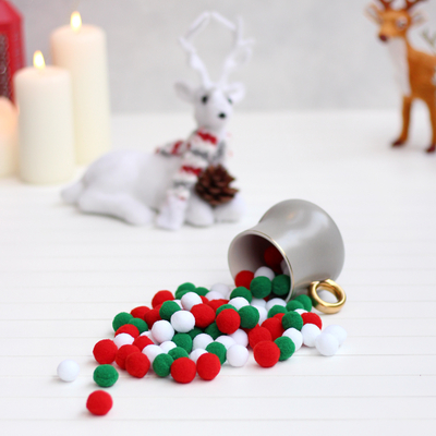 Christmas mixed plush pompom, 1.5 cm / 100 pcs - 3