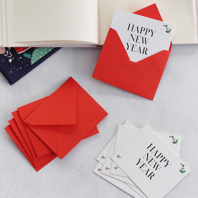 Christmas mini card set, happy new year / 6 pcs - 1