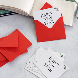 Christmas mini card set, happy new year / 6 pcs - 2