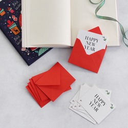 Christmas mini card set, happy new year / 6 pcs - 3