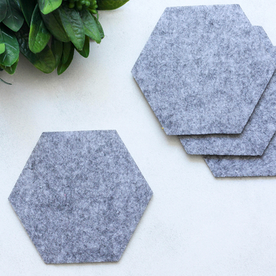 Felt coasters, flat hexagon / 4 pcs - 2