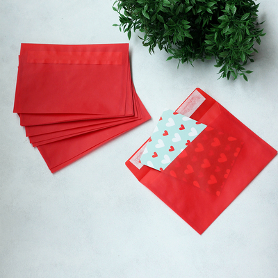 Red transparent envelope, 11.5x16.5 cm / 10 pcs - 1