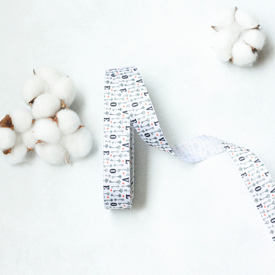 White grosgrain ribbon with key print, 25 mm / 10 metres - 1