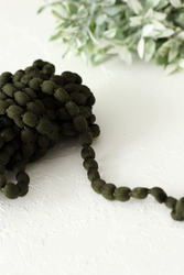 Bubble pompom ribbon in khaki green, 8 mm / 5 metres - 3