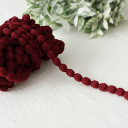 Burgundy bubble pompom ribbon, 8 mm / 5 metres - 3