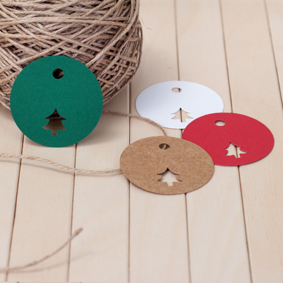 Hang Tags, round pine / 20 pcs (White) - 3