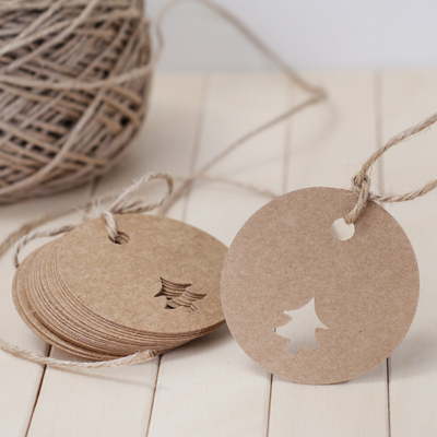 Hang Tags, round pine / 20 pcs (Kraft) - 1