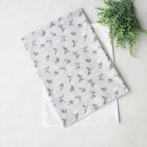 Butterfly patterned pillowcase set, 50x70 cm / grey - 2