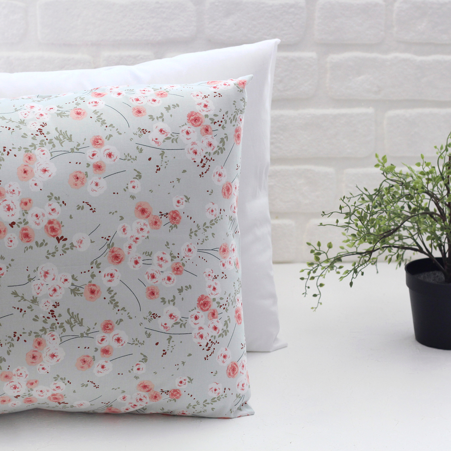 Floral patterned pillowcase set, 50x70 cm / mint - 1