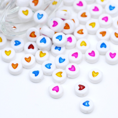 Heart beads, round / 10 pcs - 1