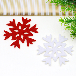 Felt motif, white snowflake / 10 pcs - 2