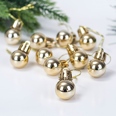 Christmas ornament, tiny golden ball, 2 cm / 24 pcs - 1