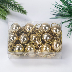 Christmas ornament, tiny golden ball, 2 cm / 24 pcs - 2