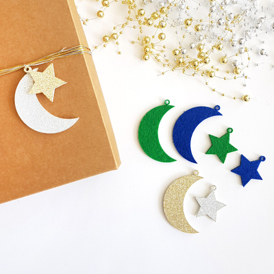 Felt moon ornament / 10 pcs / Gold - 3