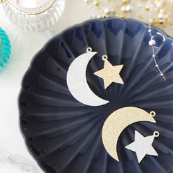 Felt moon ornament / 10 pcs / Gold - 6