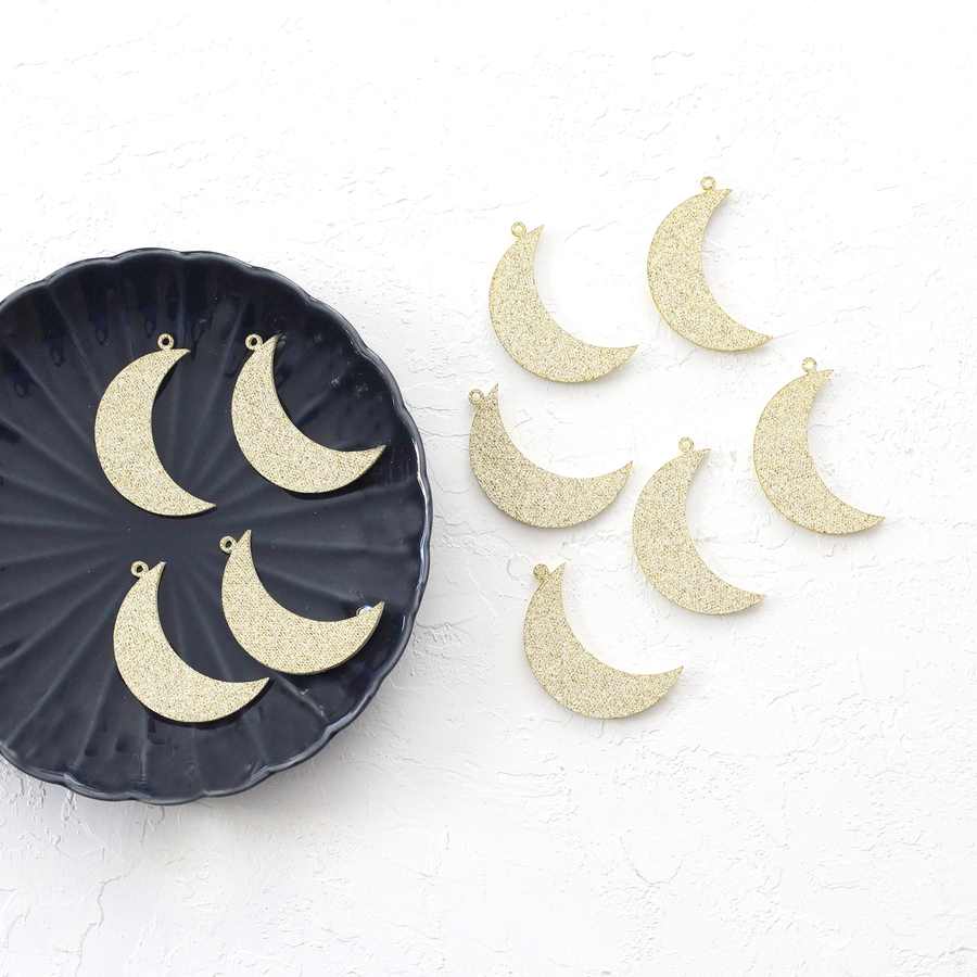 Felt moon ornament / 10 pcs / Gold - 2