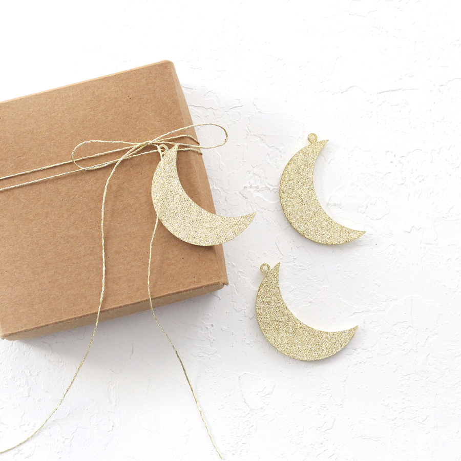 Felt moon ornament / 10 pcs / Gold - 1