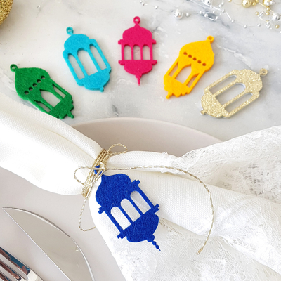 Felt lantern ornament / 10 pcs / Gold - 3