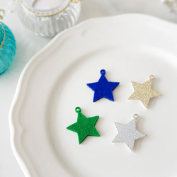 Felt star ornament / 10 pcs / Gold - 3