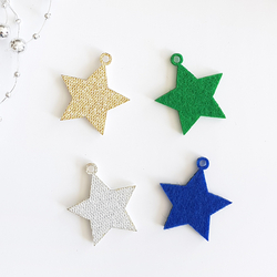 Felt star ornament / 10 pcs / Gold - 4