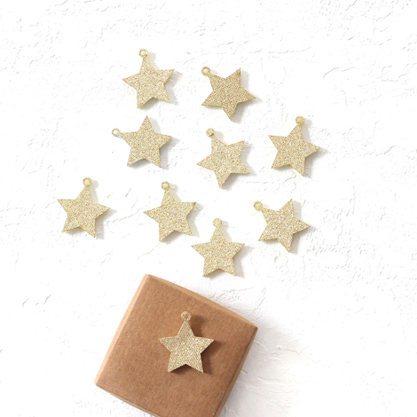 Felt star ornament / 10 pcs / Gold - 2