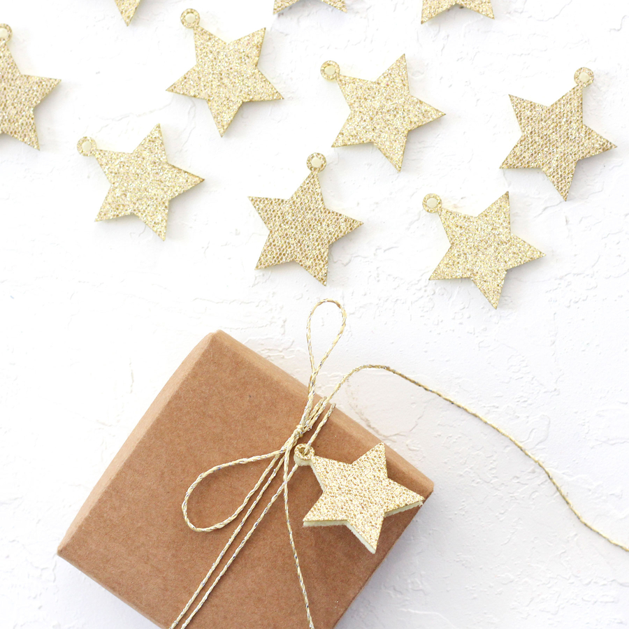 Felt star ornament / 10 pcs / Gold - 1