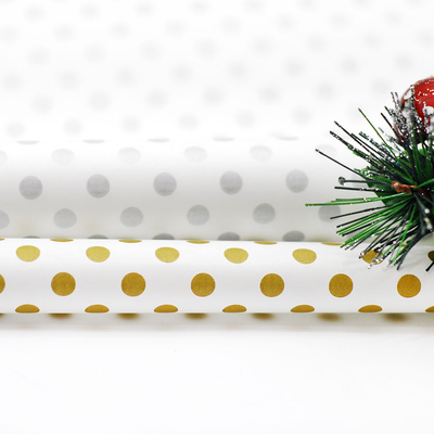 Wrapping paper, metallic polka dot, 70x100 cm / 20 pcs (Silver) - 5