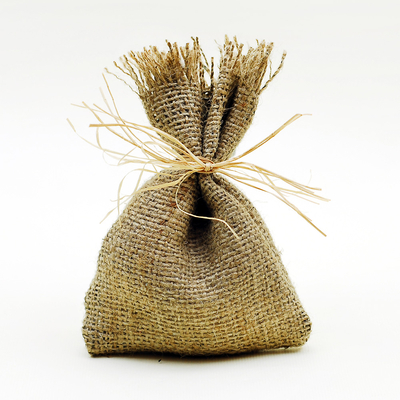 Jute pouch, tasselled, 10x15 cm / 10 pcs - 2