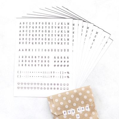 White letter-number sticker set, 8x10 mm / 10 sheets - 1