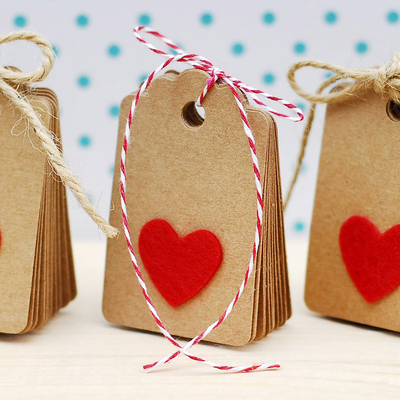 Kraft Hang Tags with felt heart / 20 pcs - 1