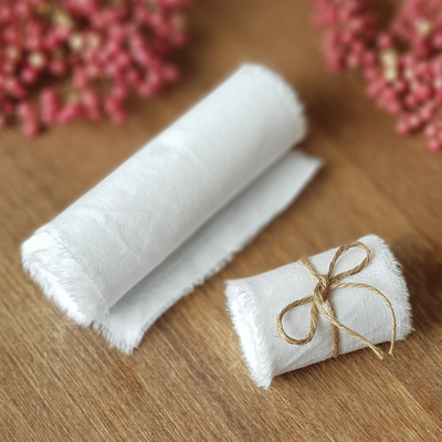 Ripped white cotton ribbon, 10 cm - 2.20 metres / 2 pcs - 4