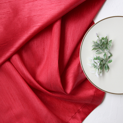 Red Ottoman silk tablecloth / 100x100 cm - 1